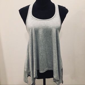 GREY HEATHERED STRAPPY BACK TANK TOP